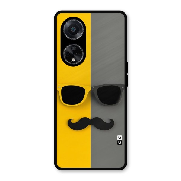 Sunglasses and Moustache Metal Back Case for Oppo F23