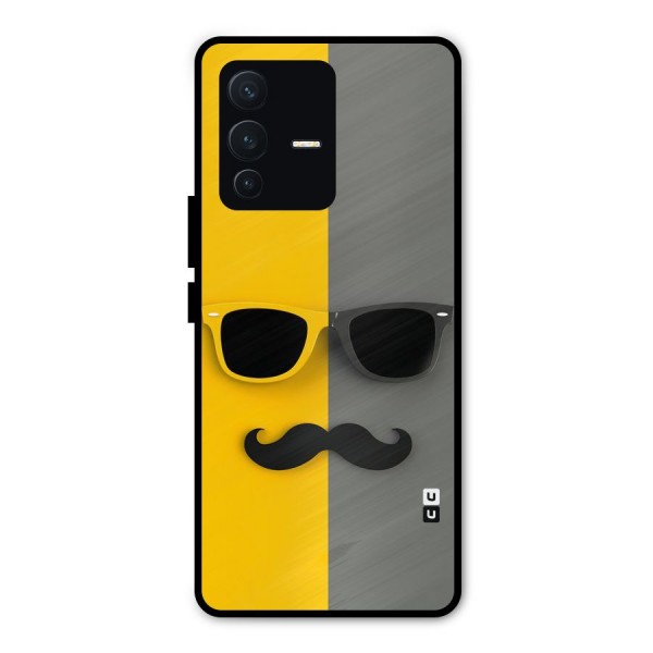 Sunglasses and Moustache Metal Back Case for Vivo V23 Pro