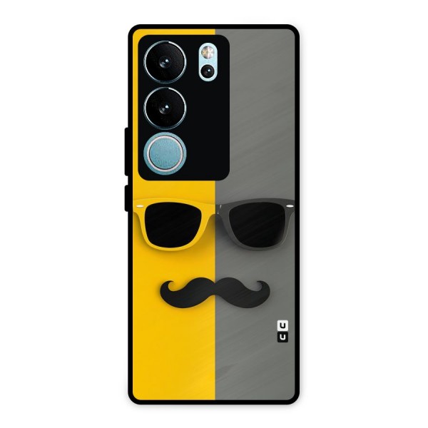 Sunglasses and Moustache Metal Back Case for Vivo V29 Pro