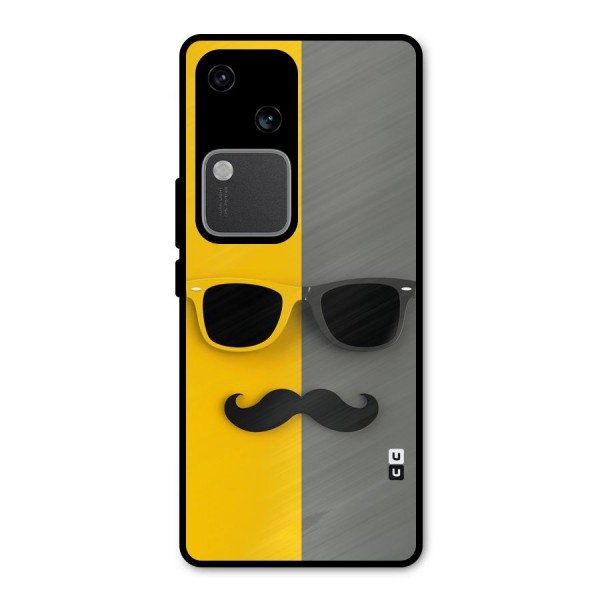Sunglasses and Moustache Metal Back Case for Vivo V30 Pro