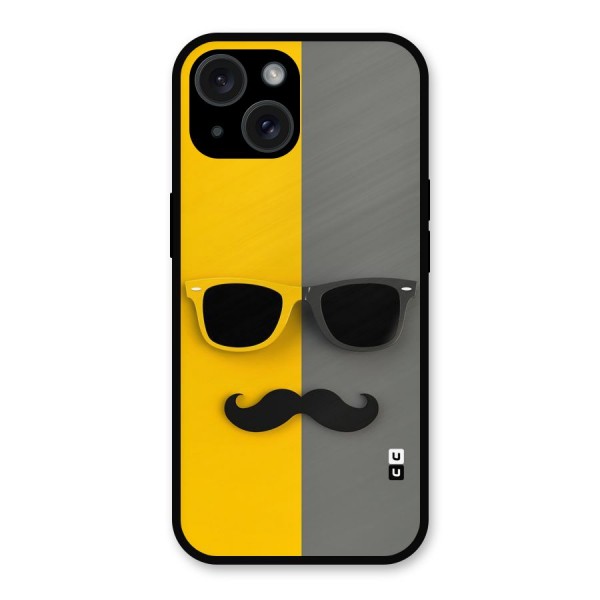 Sunglasses and Moustache Metal Back Case for iPhone 15