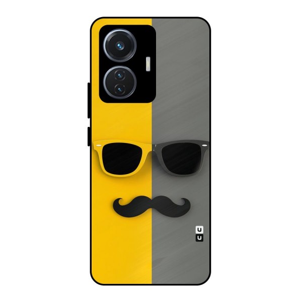 Sunglasses and Moustache Metal Back Case for iQOO Z6 44W