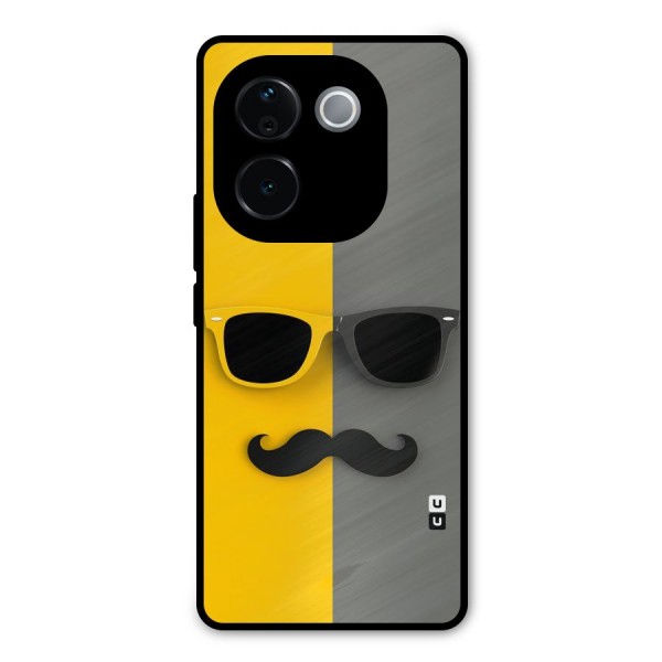 Sunglasses and Moustache Metal Back Case for iQOO Z9s Pro