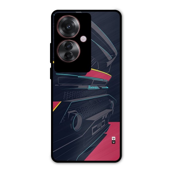 Super Car Parked Metal Back Case for Oppo F25 Pro