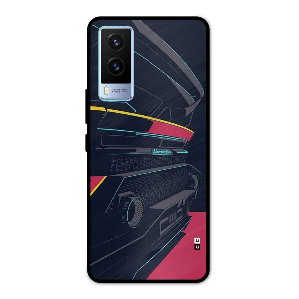 Super Car Parked Metal Back Case for Vivo V21e 5G