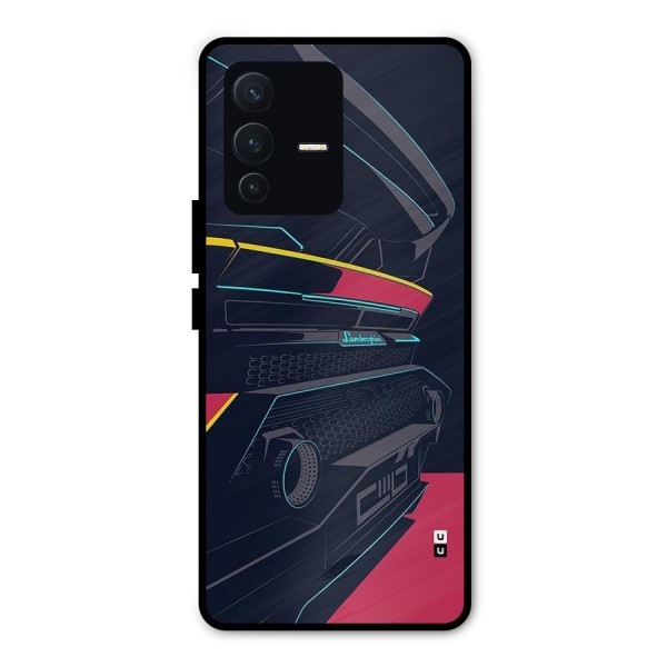 Super Car Parked Metal Back Case for Vivo V23 Pro