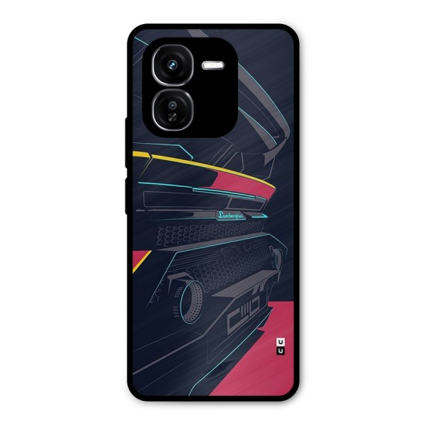 Super Car Parked Metal Back Case for iQOO Z9x