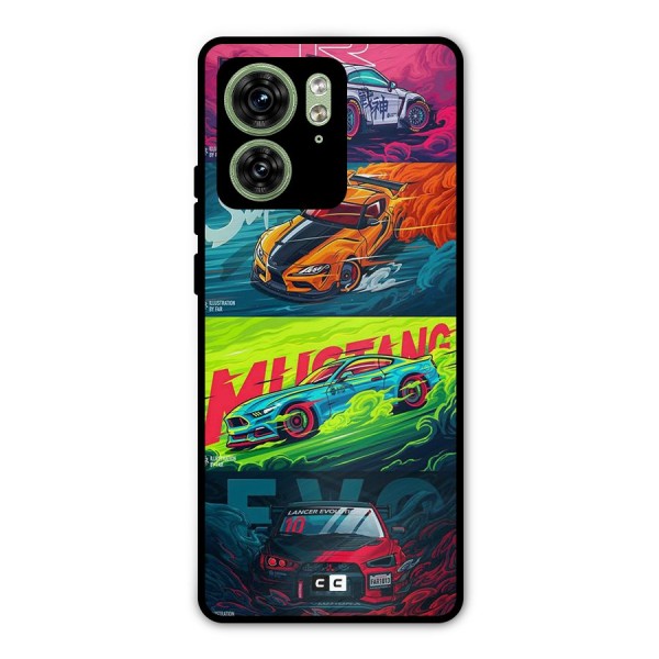 Super Racing Car Metal Back Case for Motorola Edge 40 5G