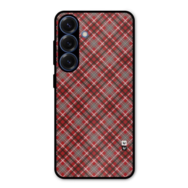 Textile Check Pattern Metal Back Case for Galaxy S25