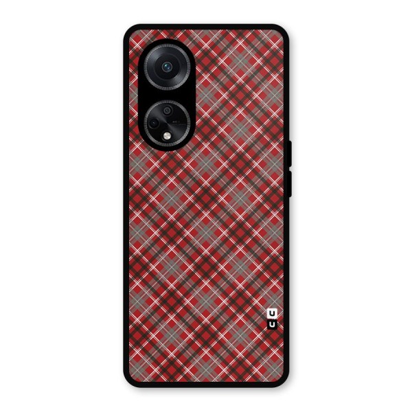 Textile Check Pattern Metal Back Case for Oppo F23