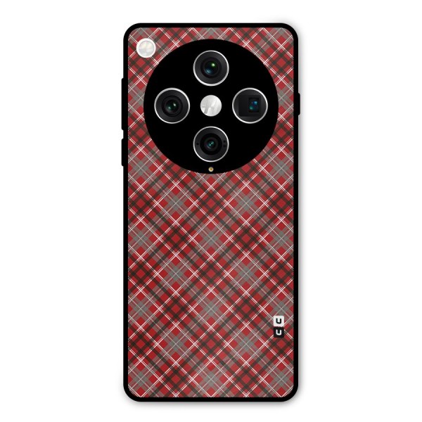 Textile Check Pattern Metal Back Case for Oppo Find X8 Pro