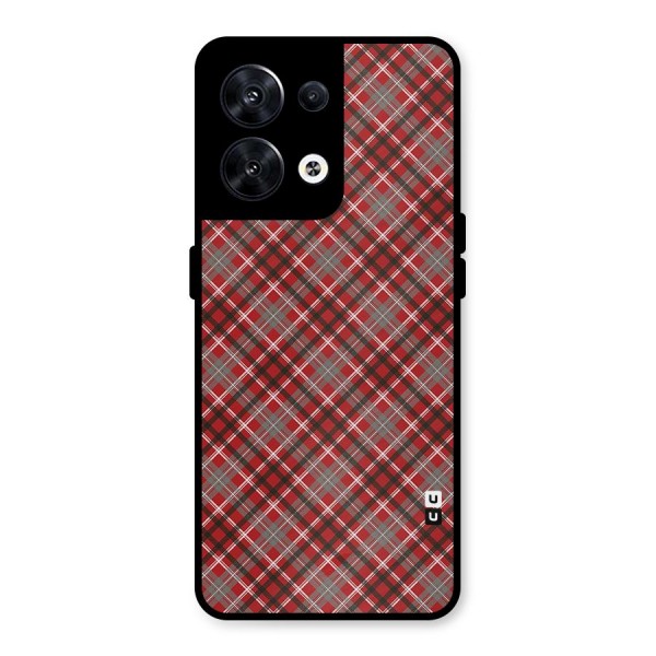 Textile Check Pattern Metal Back Case for Oppo Reno8 5G