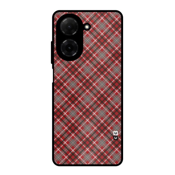 Textile Check Pattern Metal Back Case for Poco C71