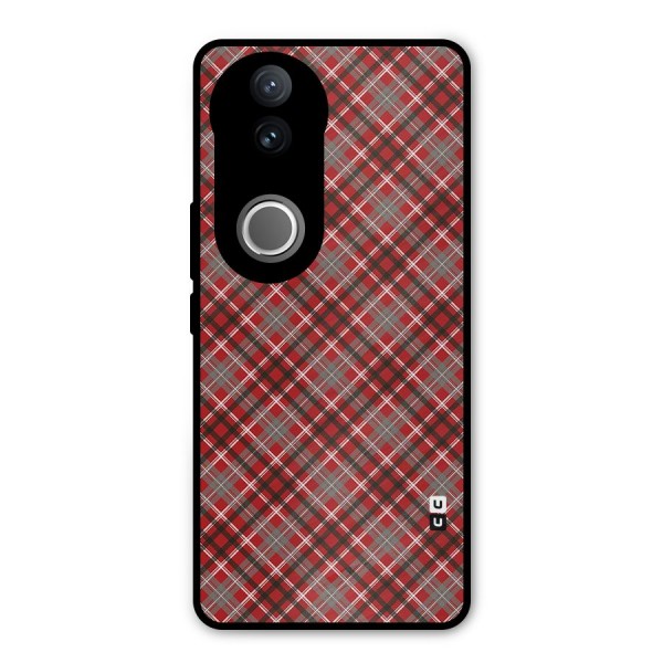 Textile Check Pattern Metal Back Case for Vivo V50e
