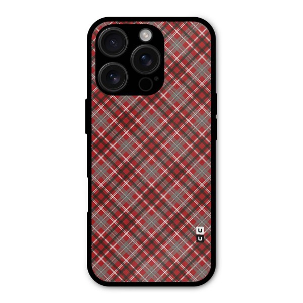 Textile Check Pattern Metal Back Case for iPhone 16 Pro