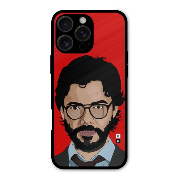The Professor Illustration Art Metal Back Case for iPhone 16 Pro Max