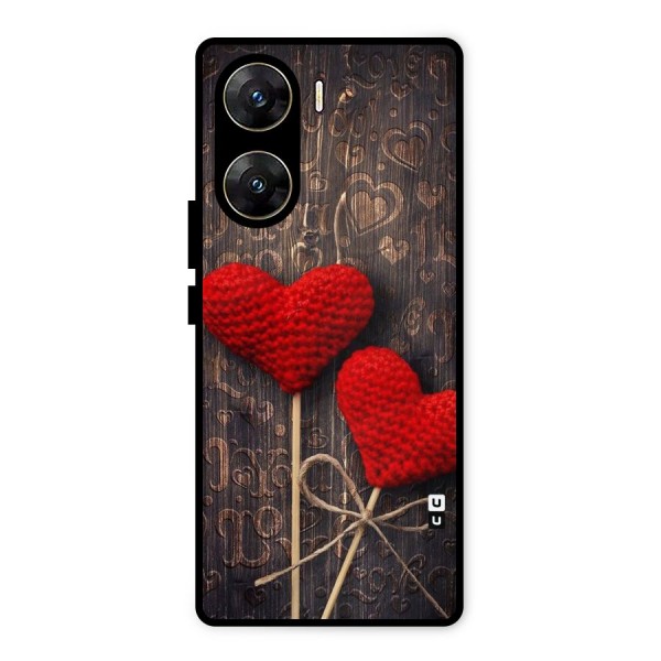 Thread Art Wooden Print Metal Back Case for Vivo V29e