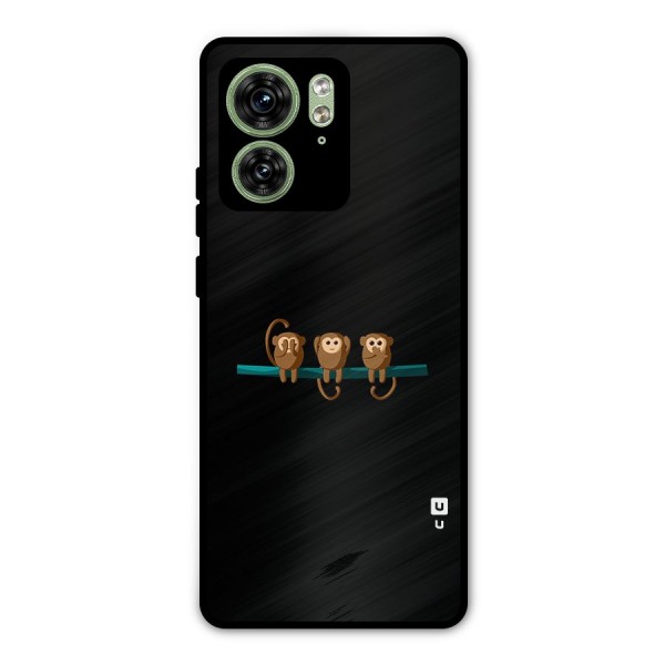 Three Cute Monkeys Metal Back Case for Motorola Edge 40 5G