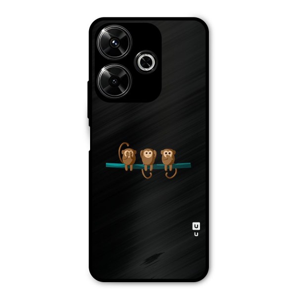 Three Cute Monkeys Metal Back Case for Poco M6 Plus