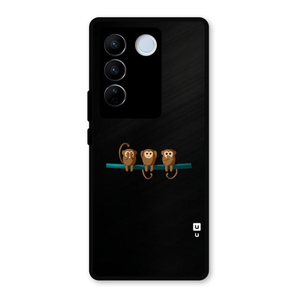 Three Cute Monkeys Metal Back Case for Vivo V27