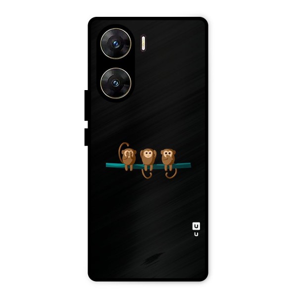 Three Cute Monkeys Metal Back Case for Vivo V29e
