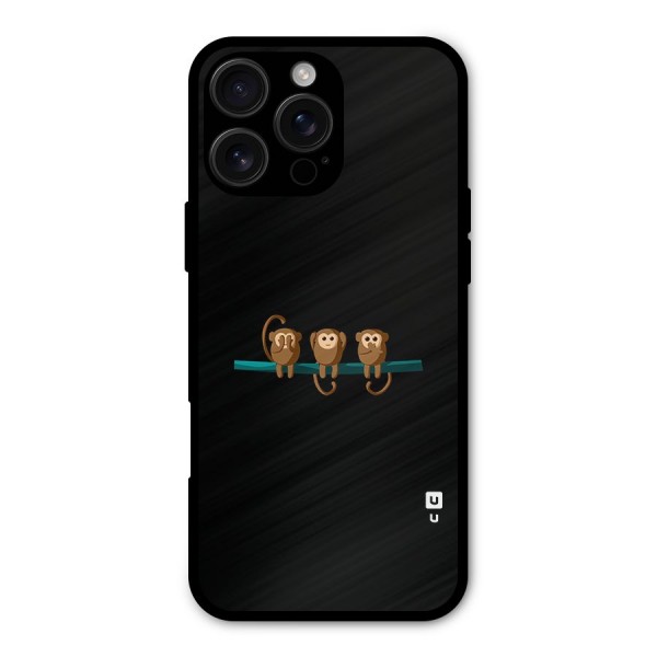 Three Cute Monkeys Metal Back Case for iPhone 16 Pro Max