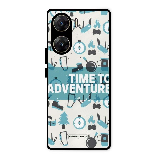 Time To Adventure Blazing Blue Metal Back Case for Vivo V29e