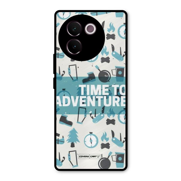 Time To Adventure Blazing Blue Metal Back Case for Vivo V30e