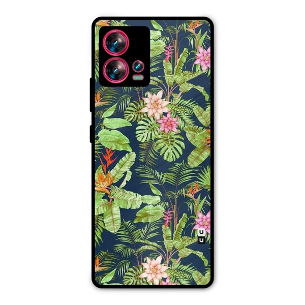 Tiny Flower Leaves Metal Back Case for Motorola Edge 30 Fusion