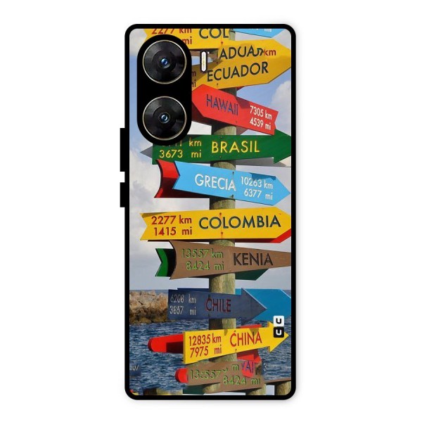 Travel Directions Metal Back Case for Vivo V29e