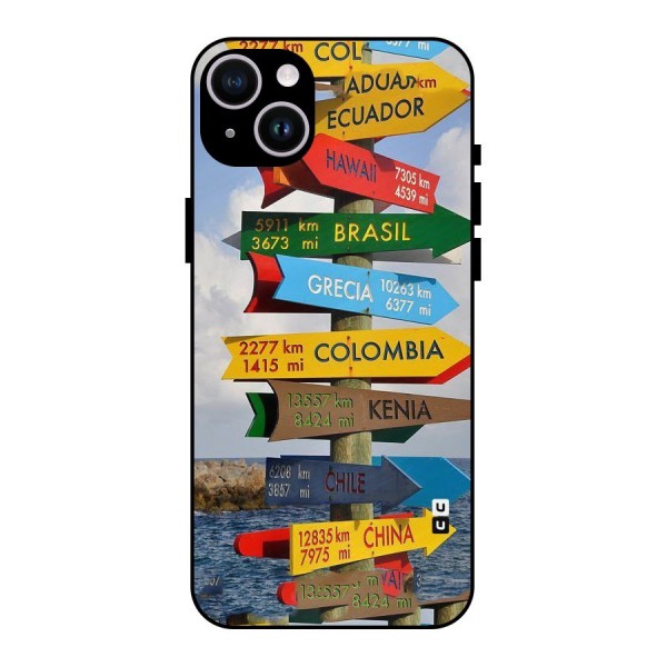 Travel Directions Metal Back Case for iPhone 14 Plus