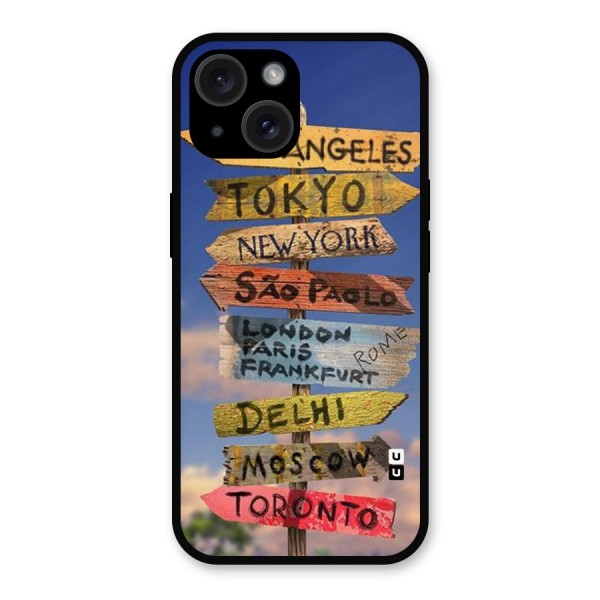 Travel Signs Metal Back Case for iPhone 15