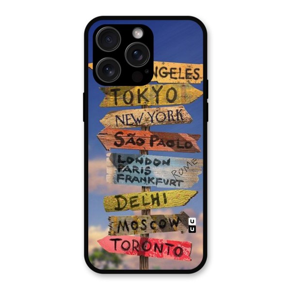 Travel Signs Metal Back Case for iPhone 15 Pro Max