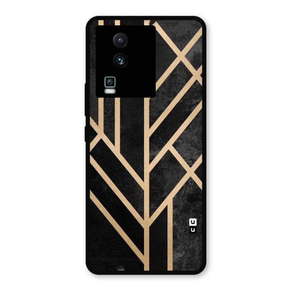 Tri Lines Gold Metal Back Case for iQOO Neo 7 Pro