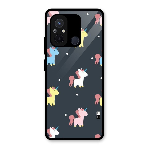 Unicorn Pattern Glass Back Case for Redmi 12C