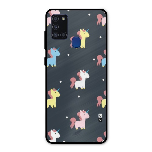 Unicorn Pattern Metal Back Case for Galaxy A21s