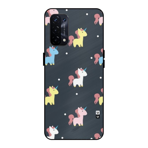 Unicorn Pattern Metal Back Case for Oppo A74 5G