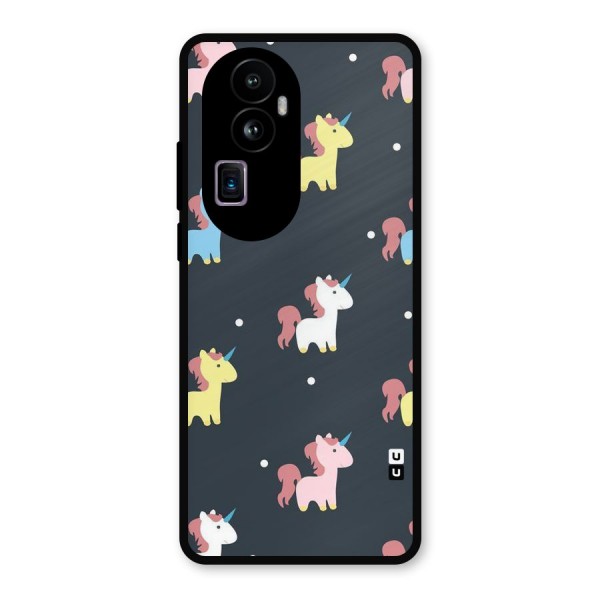 Unicorn Pattern Metal Back Case for Oppo Reno10 Pro Plus