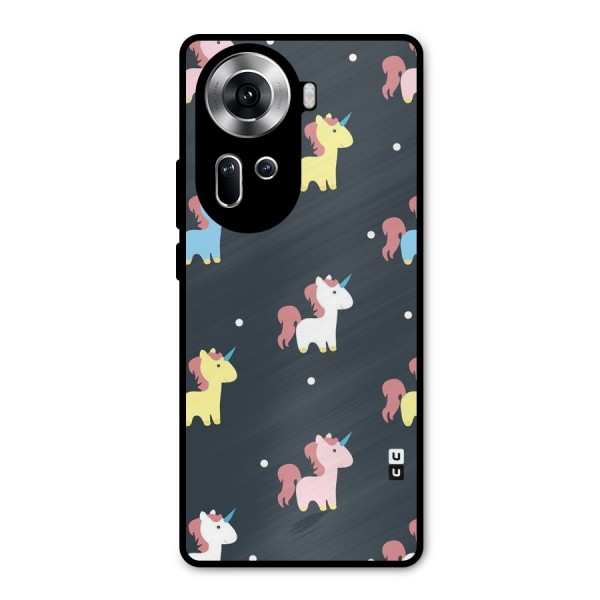 Unicorn Pattern Metal Back Case for Oppo Reno11 5G