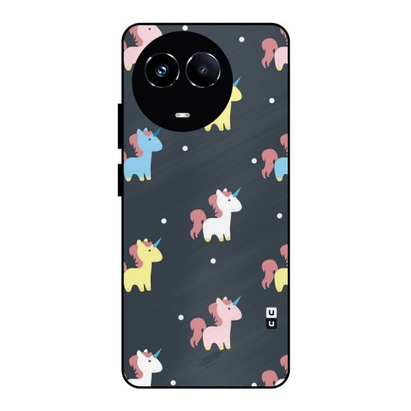 Unicorn Pattern Metal Back Case for Realme 11X