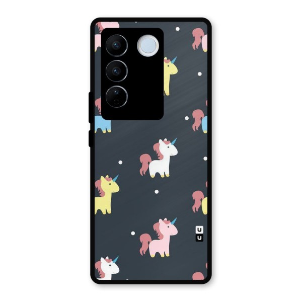 Unicorn Pattern Metal Back Case for Vivo V27