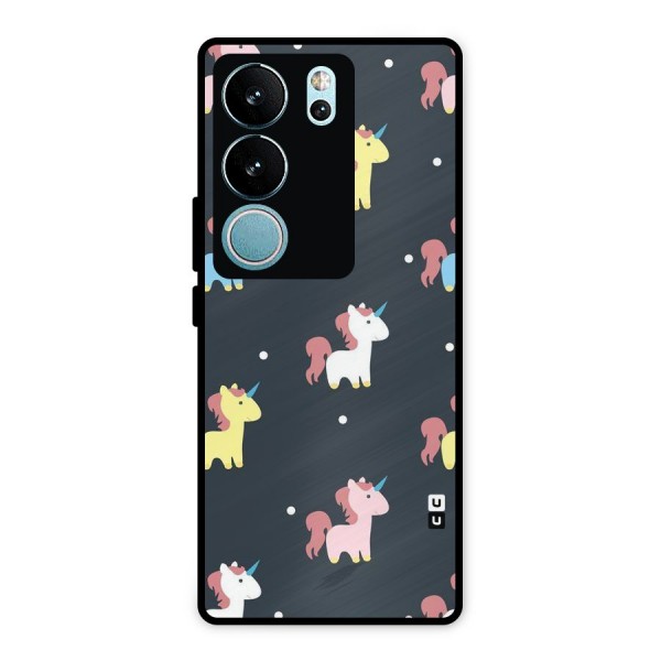 Unicorn Pattern Metal Back Case for Vivo V29