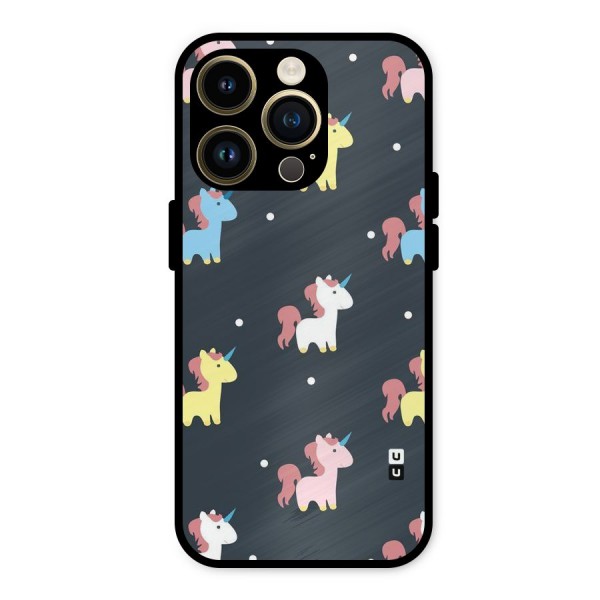 Unicorn Pattern Metal Back Case for iPhone 14 Pro