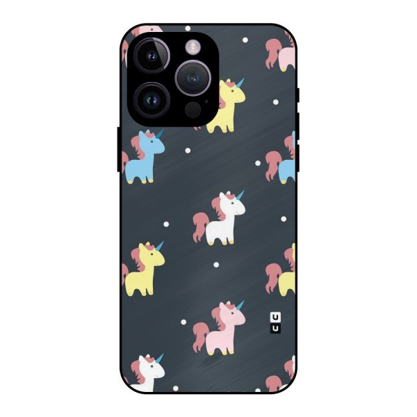 Unicorn Pattern Metal Back Case for iPhone 14 Pro Max