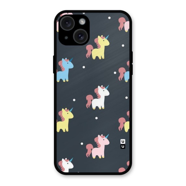 Unicorn Pattern Metal Back Case for iPhone 15 Plus