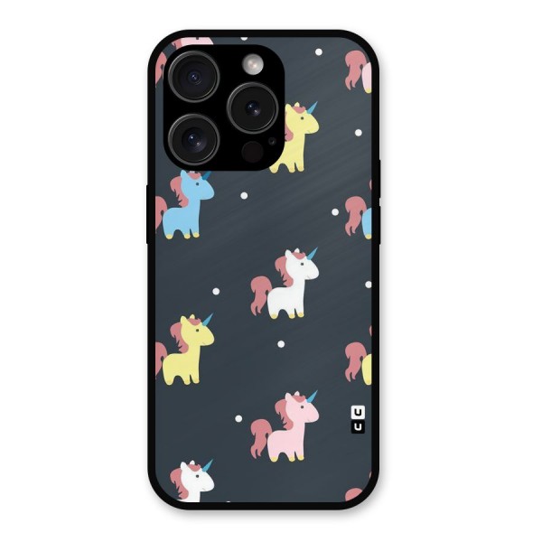 Unicorn Pattern Metal Back Case for iPhone 15 Pro