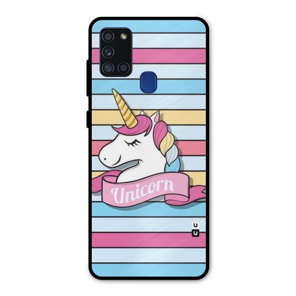 Unicorn Stripes Metal Back Case for Galaxy A21s