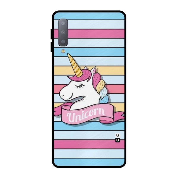 Unicorn Stripes Metal Back Case for Galaxy A7 (2018)