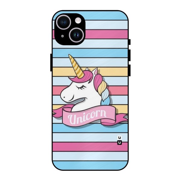 Unicorn Stripes Metal Back Case for iPhone 14 Plus