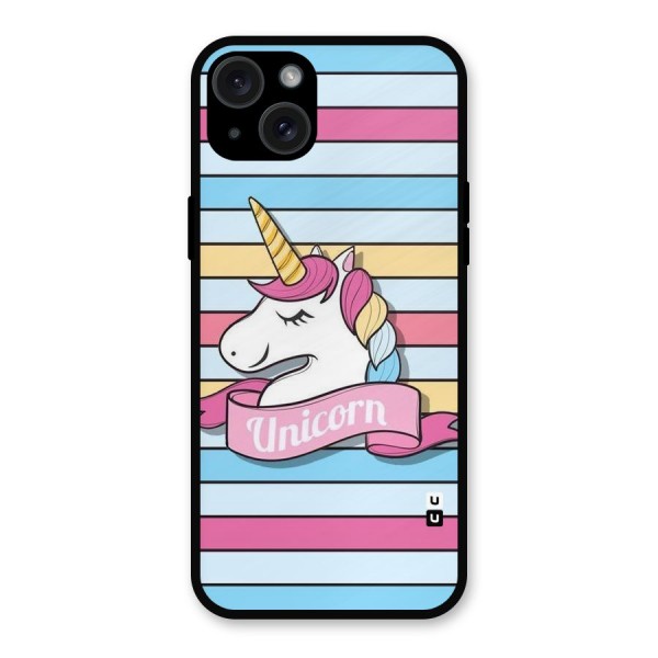 Unicorn Stripes Metal Back Case for iPhone 15 Plus